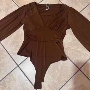 NWOT Brown Long Sleeve Bodysuit